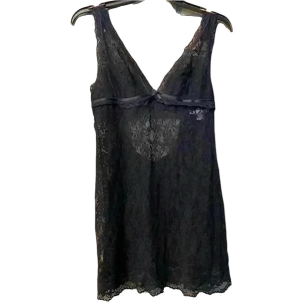 Victoria Secret black lace nightgown M-L